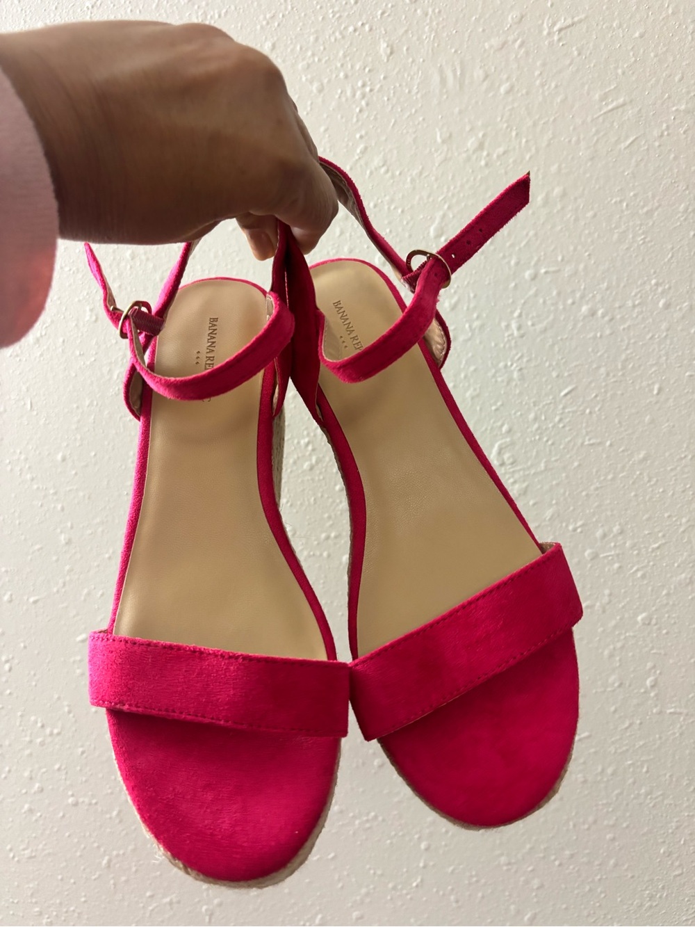 Banana Republic Fuchsia Suede Espadrille Wedge Sandals - Picture 8 of 8